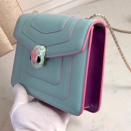 BVLGARI mini borsa a tracolla in pelle di vitello BG2283 azzurro
