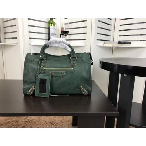 Borsa a mano Balenciaga Giant City Gold Studs B084334 Verde