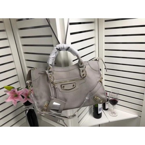 Borsa a mano Balenciaga Giant City Gold Studs B084334 Grigio chiaro