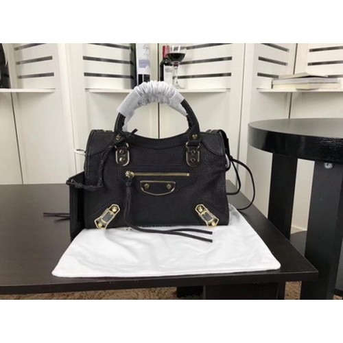 Borsa a mano Balenciaga Giant City con borchie dorate B084335 nera