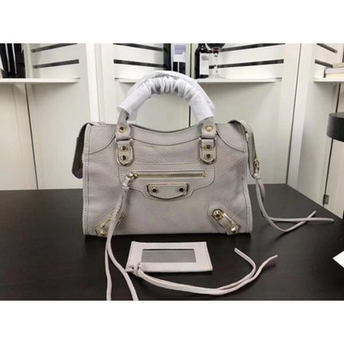 Borsa a mano Balenciaga Giant City Gold Studs B084335 Grigio chiaro