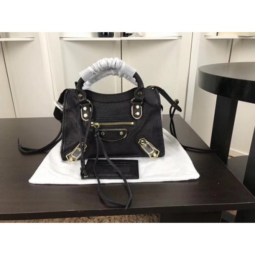 Borsa a mano Balenciaga Giant City con borchie dorate B084336 nera