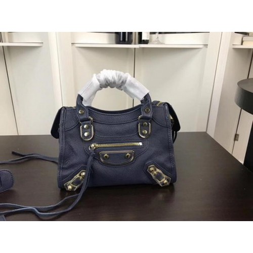 Borsa a mano Balenciaga Giant City con borchie dorate B084336 Blu