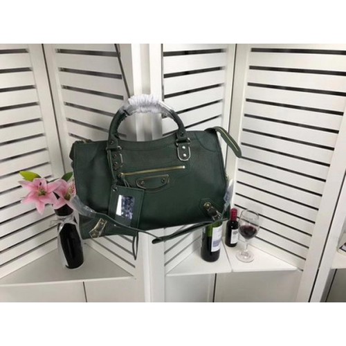Borsa a mano Balenciaga Giant City Gold Studs B084336 Verde