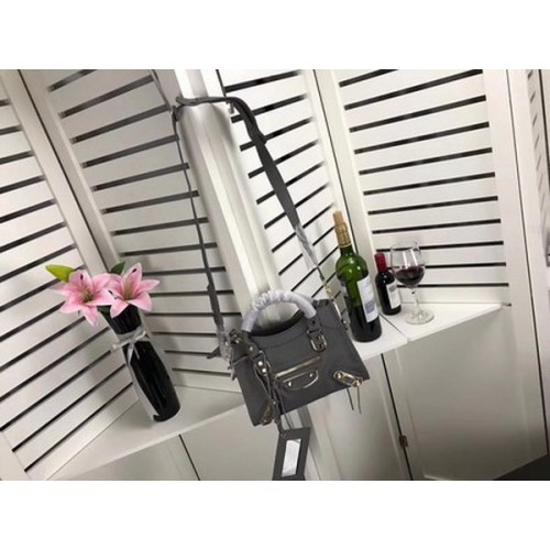 Borsa a mano Balenciaga Giant City Gold Studs B084336 Grigio