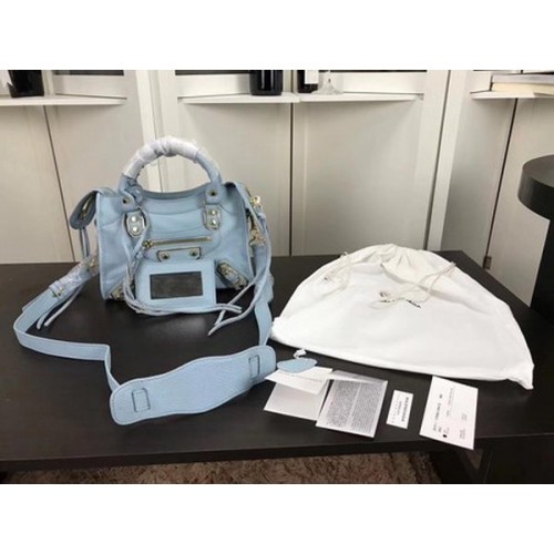 Borsa a mano Balenciaga Giant City Gold Studs B084336 Azzurro