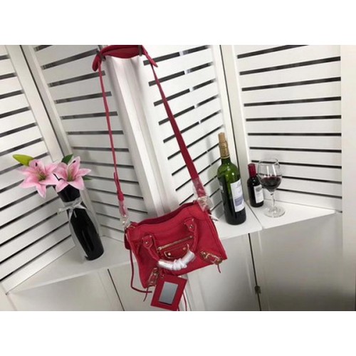 Borsa a mano Balenciaga Giant City con borchie dorate B084336 Rossa