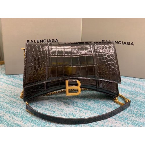 Balenciaga HOURGLASS CHAIN BAG B164497 hardware nero e oro invecchiato