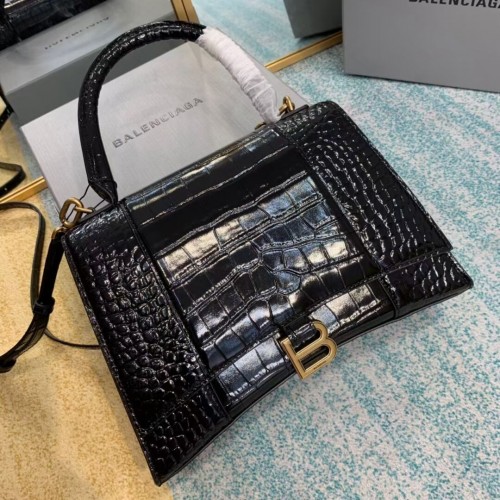 Balenciaga HOURGLASS BORSA MEDIA CON MANICO B108892E hardware nero e oro invecchiato