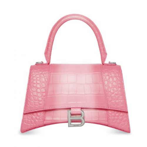 Balenciaga HOURGLASS BORSETTA PICCOLA IN VITELLO GOFFRATO 59354 rosa
