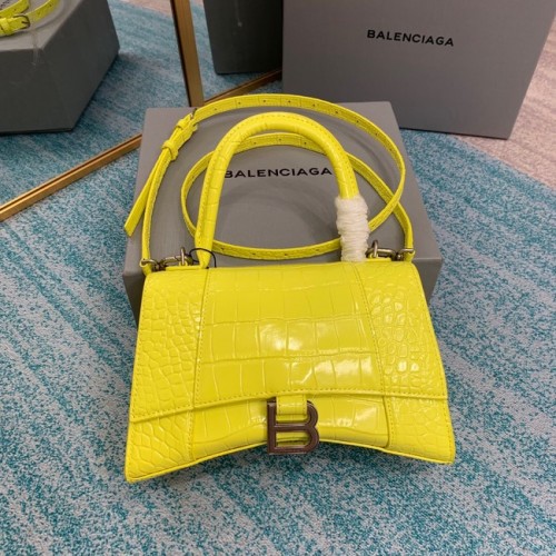 Balenciaga HOURGLASS PICCOLA BORSA CON MANICO pelle di vitello goffrata coccodrillo B108895C giallo