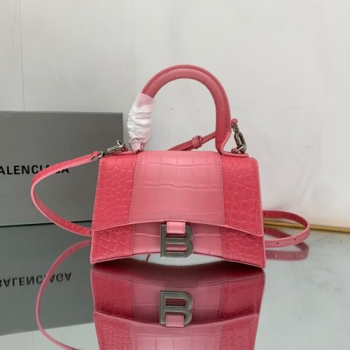 Balenciaga HOURGLASS XS BORSA A MANO IN VITELLO GOFFRATO 59353 rosa