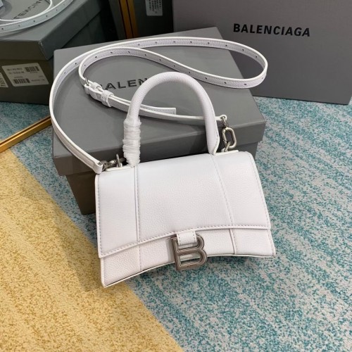 Balenciaga HOURGLASS XS BORSA CON MANICO TOP Pelle di vitello granulata B108896 bianco