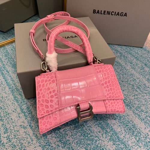 Borsa con manico superiore Balenciaga Hourglass XS 28331S ROSA CHIARO