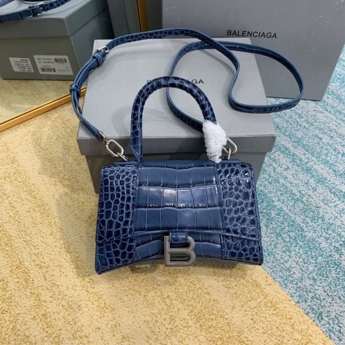 Borsa con manico superiore Balenciaga Hourglass XS 28331S blu