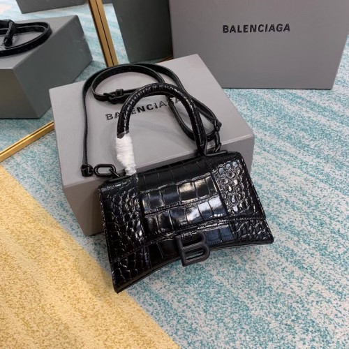 Borsa con manico superiore Balenciaga Hourglass XS 28331SF nera
