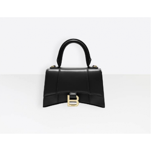 Balenciaga Hourglass XS Top Handle Bag box pelle di vitello lucido 28331 nero