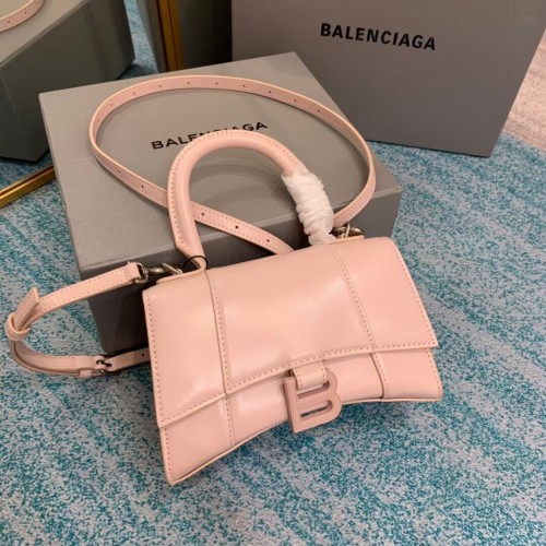 Balenciaga Hourglass XS Top Handle Bag pelle di vitello box lucido 28331 ROSA CHIARO