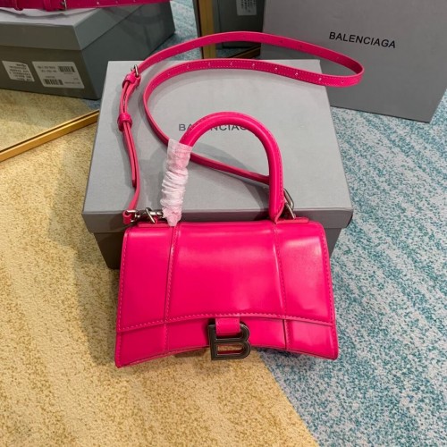 Balenciaga Hourglass XS Top Handle Bag pelle di vitello scatola lucida 28331 rosa neon