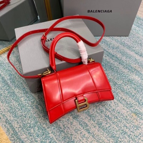 Balenciaga Hourglass XS Top Handle Bag box pelle di vitello lucido 28331 rosso