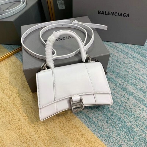 Balenciaga Hourglass XS Top Handle Bag box pelle di vitello lucido 28331 bianco