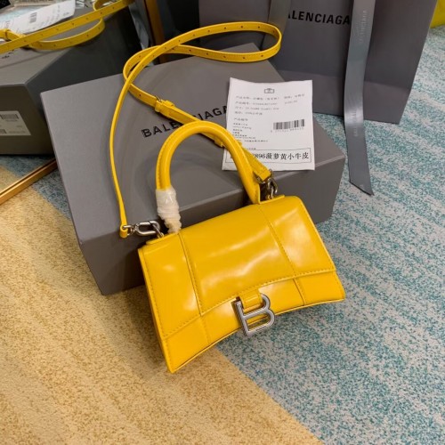 Balenciaga Hourglass XS Top Handle Bag box pelle di vitello lucido 28331 giallo