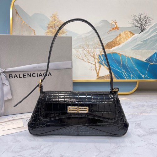 Balenciaga BORSA PICCOLA A SPALLA CON TRACOLLA LINDSAY COCCODRILLO GOFFRATO 6009 nero