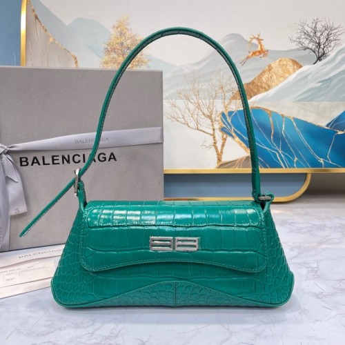 Balenciaga BORSA PICCOLA A SPALLA CON TRACOLLA LINDSAY COCCODRILLO GOFFRATO 6009 verde