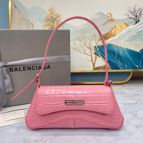 Balenciaga BORSA PICCOLA A SPALLA CON TRACOLLA LINDSAY COCCODRILLO GOFFRATO 6009 rosa