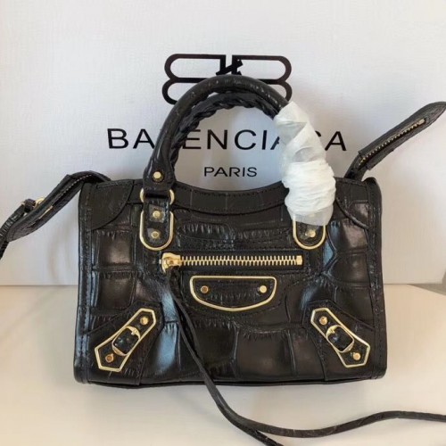 Borsa Balenciaga Mini Classic in pelle di coccodrillo B300296 nera