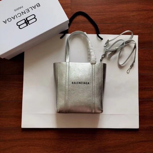 Balenciaga Mini Borsa Shopper In Pelle Originale 6696 Argento
