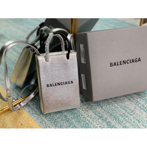 Balenciaga Original Mini Borsa Shopper In Pelle B152865 Argento