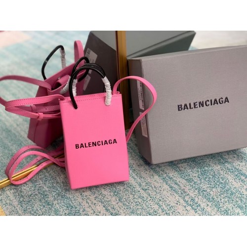 Balenciaga Mini borsa shopper in pelle originale B152865 rosa e nera