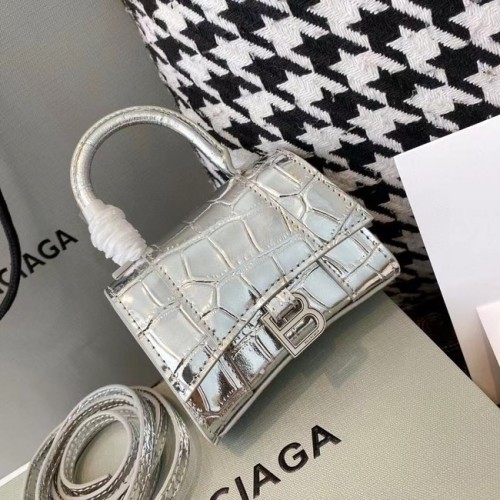 Balenciaga BORSA DA DONNA A CLESSIDRA MINI CON MANICO SUPERIORE M8000 argento