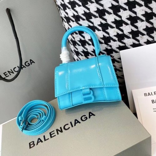 Balenciaga BORSA MINI TOP HANDLE DA DONNA HOURGLASS pelle di vitello scatola lucida M8000 blu