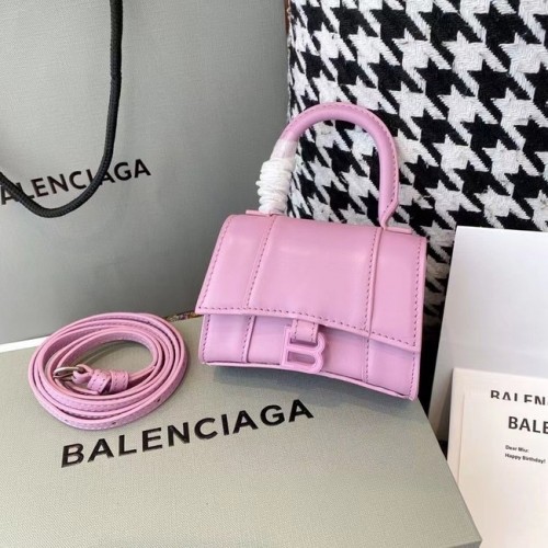 Balenciaga BORSA MINI TOP HANDLE DA DONNA HOURGLASS pelle di vitello scatola lucida M8000 rosa