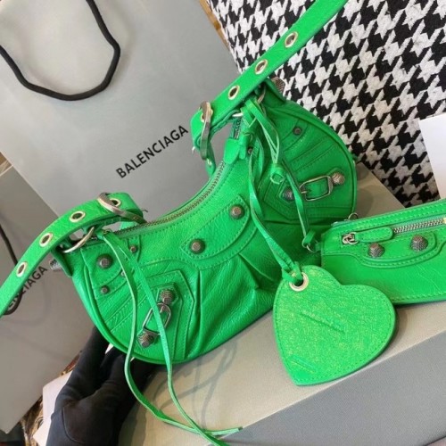 Balenciaga BORSA DA DONNA LE CAGOLE MEDIA A SPALLA VERDE 27541