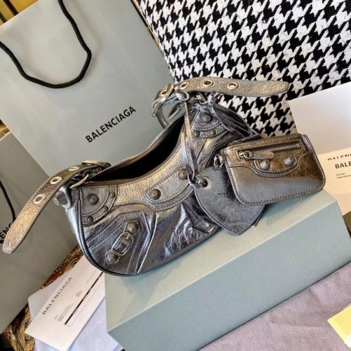 Balenciaga BORSA A SPALLA MEDIA LE CAGOLE DA DONNA IN argento 27541