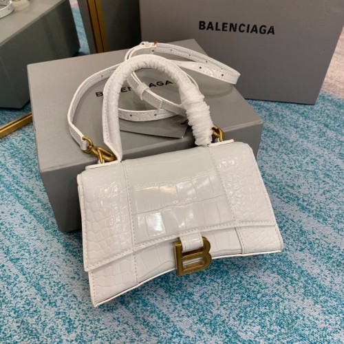 Borsa con manico superiore Balenciaga Hourglass XS 28331S bianca