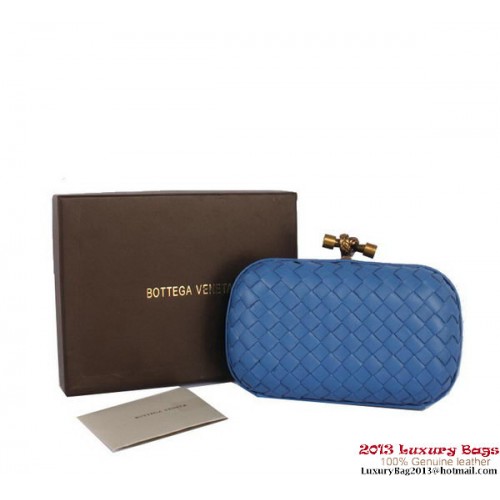 Bottega Veneta Intrecciato Silk Stretch Knot Pochette BV8615 Blu