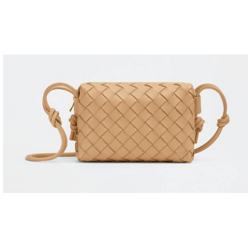 Borsa a tracolla Bottega Veneta Mini in pelle intrecciata 680254 Almond