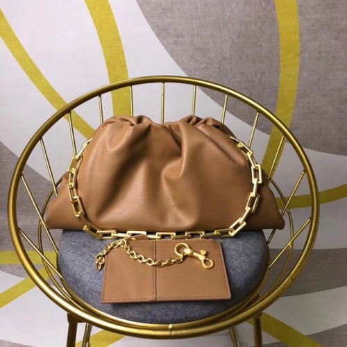 Bottega Veneta Borsa a tracolla ampia e morbida in nappa di agnello 585853 marrone