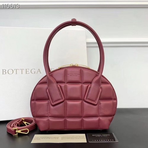 Borsa a conchiglia quadrata in pelle intrecciata originale Bottega Veneta BV67130 Vino