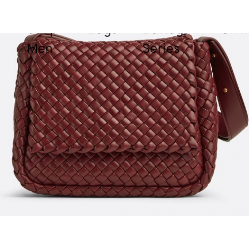 Bottega Veneta Piccola borsa a tracolla imbottita in pelle intreccio 709418 Bordeaux