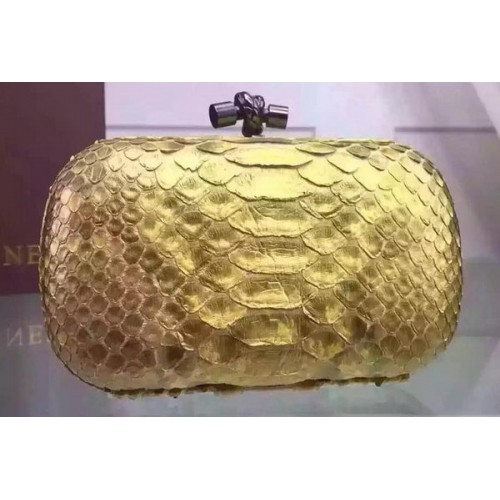 Bottega Veneta Pochette Con Nodo In Pelle Di Serpente BV8653 Gialla