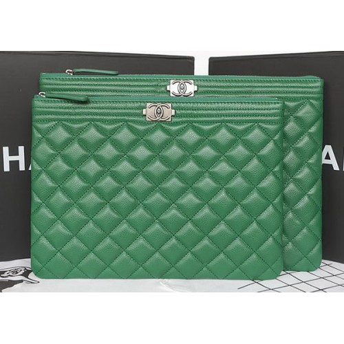 Pochette Boy Chanel Cannage Pattern A69254 Verde