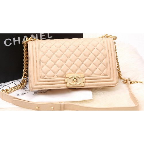 Boy Chanel Flap Bag Original Albicocca Perla Pelle di montone A67086 Oro