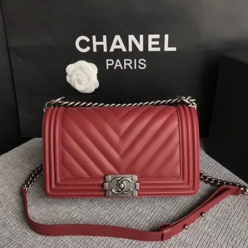 Boy Chanel Flap Bag Original Chevron Pelle A67086V Rosso