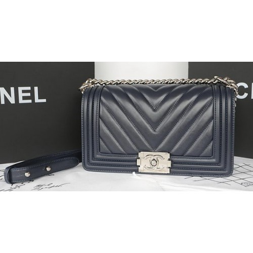 Boy Chanel Flap Bag Original Chevron Montone A67025 Royal