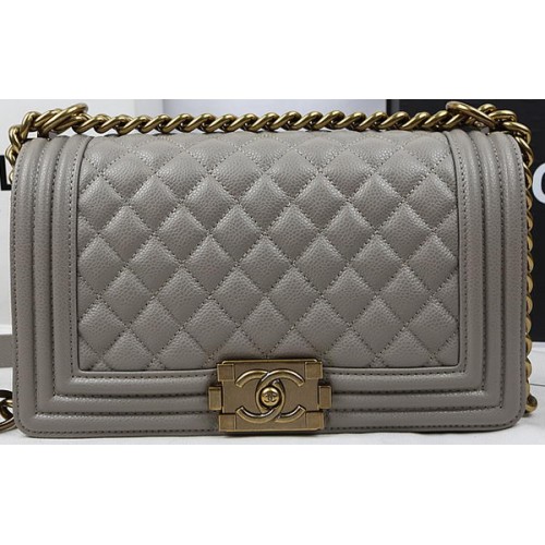 Boy Chanel Flap Bag Original Gray Cannage Pattern A67025 Oro